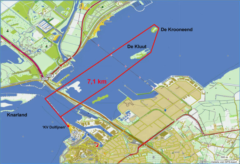 Kaart van kanoroute KV – de Kluut – de Krooneend – KV (7,1 km)