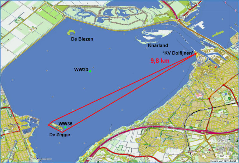Kaart van kanoroute KV – de Zegge – KV (9,8 km)