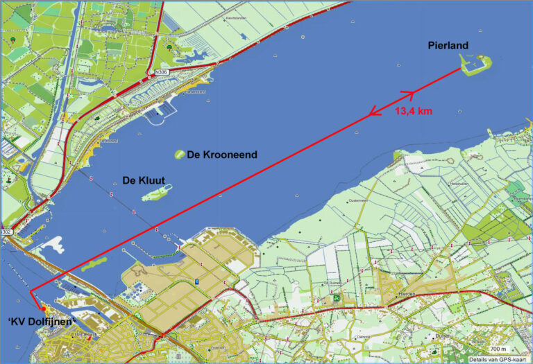 Kaart van kanoroute KV – Pierland – KV (13,4 km)